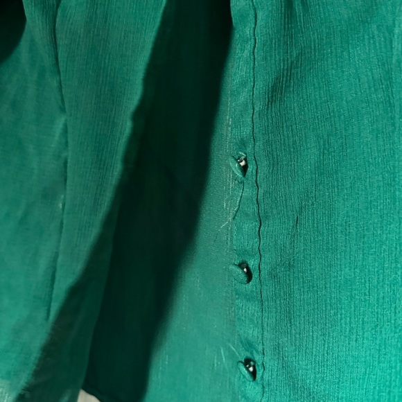 VooDoo Vixen Green Tie Front Button Top - Picture 6 of 7